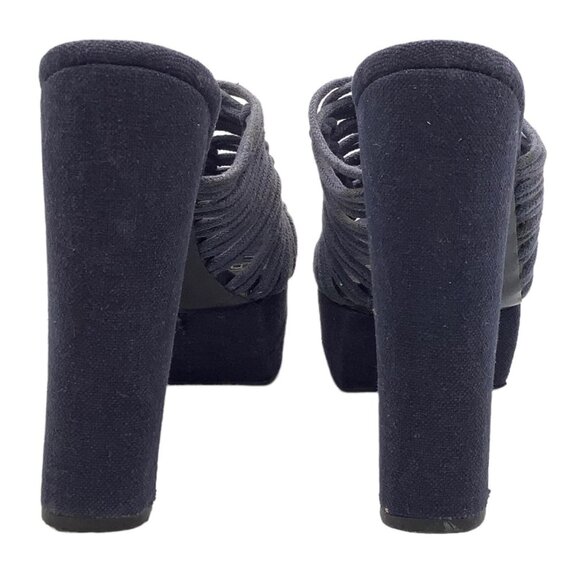 TRUE VINTAGE 70s Macrame Caged Platform Sandals Chunky Heel Coruna's by Noble - Picture 6 of 11